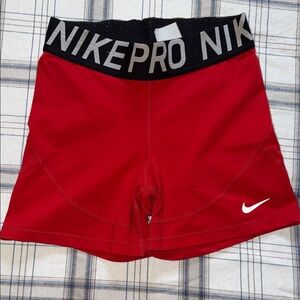 Nike Pro Red Shorts with Black Waistband